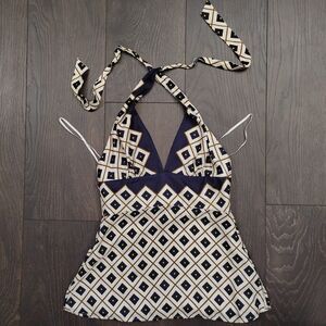 J Crew 100% Silk Geometric Halter Top Women's Size 6